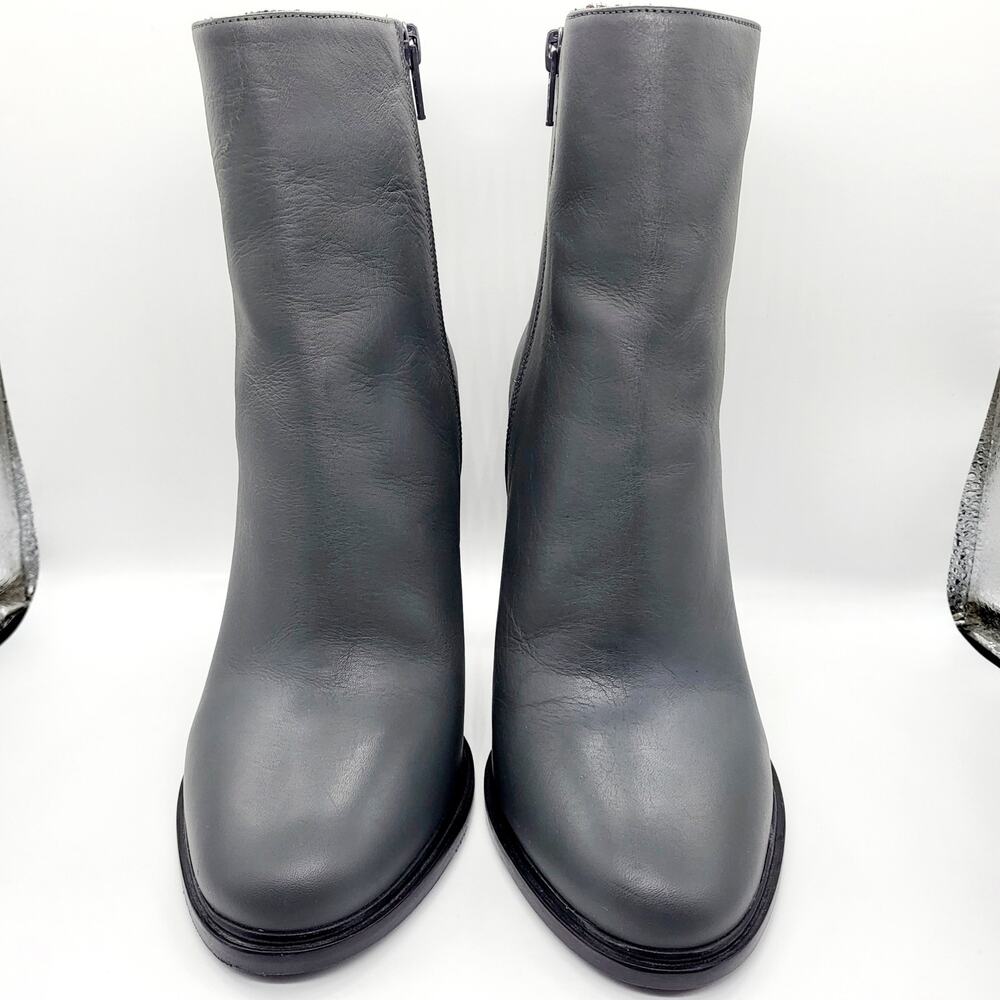 Vince Overton Graphite Gray Leather Block Heel Ankle Boots Women's Size 7 - Picture 3 of 13